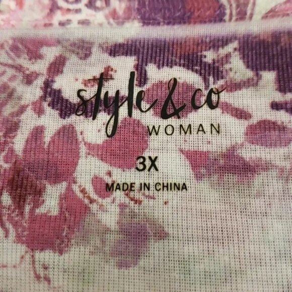 Paisley Flower Tee style & Co fits like XXL, 1X, 2X - Picture 9 of 9